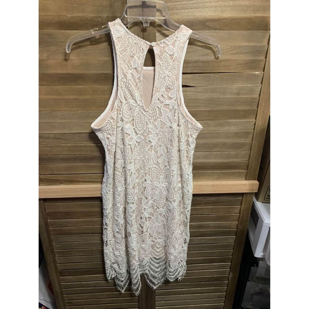 Express Lace Dress Ivory Boho Business Casual Cottage Y2K Women's Size Medium - Picture 3 of 5